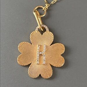Monogram Clover Charm Necklace - Letter K -